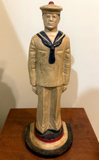 Vintage Hand-Painted Cast Iron Nautical Sailor Doorstop picture