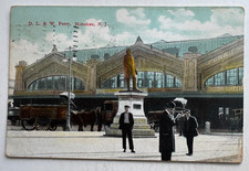 1909 NJ Postcard Hoboken New Jersey DL&W Ferry Terminal building entrance statue picture