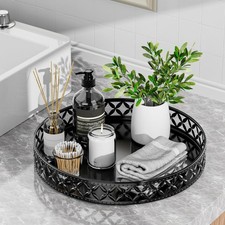 Vanity Tray for Bathroom Counter - 11 Inch Round Black Decorative Tray picture
