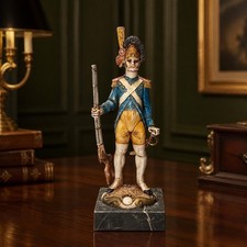 Vintage Italian Napoleonic Soldier Figurine On Marble Base -8 In  picture