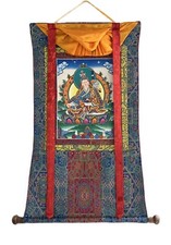 HAND PAINTEED GURU PADMASAMBHAVA TIBETAN THANGKA PAINTING WITH SILK BROCADE picture