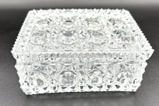 ABP American Brilliant Glass Trinket Jewelry Box French Cut Crystal Box 5”x4” picture