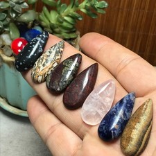 Natural Mixed Teardrop Crystal Cabochon Pendant DIY Jewelry Making Decor A7445 picture