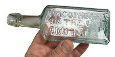 ANTIQUE BARRY’S TRICOPHEROUS HAIR TONIC BOTTLE APPLIED TOP 1870s EMBOSSED MED picture
