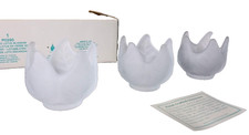 Partylite Frosted Lotus Blossom Tealight Holders Set of 3 Glass, Boxed, Retired picture