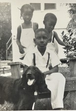 1940s African American Family Vintage Photo Boy Girl Scalloped Edge Black picture