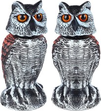 Hausse 2 Pack Fake Owl Decoy Bird Scarecrow Sculpture, Rotating Head Plastic Owl picture