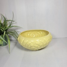 Vintage Abingdon Pottery Yellow Shell Bowl 610 Mid Century Ceramic Bulb Planter picture