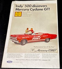Vintage 1966 Mercury Cyclone GT Indy 500 Mercury GT Original Print Ad Red Nice  picture