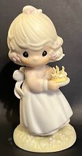 1990 Precious Moments May Your Birthday Be A Blessing Figurine Girl With Cake picture