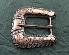 Vintage Old Antique Sterling Silver Mexico Western Cowboy Ranger Belt Buckle picture