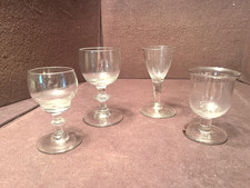 4 Antique 18Th / 19ThC English Blown Wine Stems picture