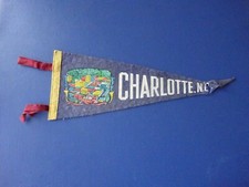 Vintage 17 Inch Felt Pennant, Charlotte, NC. Shows City Center picture