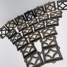 VTG Antique Cast Iron Church Pew Card Holders Ornate Geometric Salvage LOT OF 23 picture