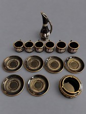 Vintage Fintias Greece 24K Gold Coffee Set 14pc Cups Saucers Ewer Ashtray picture
