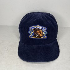 Vintage Camel Navy Corduroy Snapback Hat Cap One Size Fits All Taiwan Cotton picture