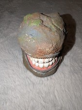 Horror Zipper Mouth Head Sculpture Resin Stone Look Gothic Macabre Skull... picture