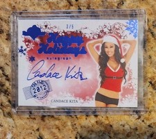 2012 Benchwarmer Happy Holidays Candace Kita Auto Blue Ink /5 picture