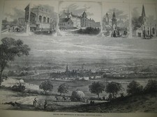 Old 1874 Bedford London Royal Agricultural Society Antique Wood Engraving PRINT picture