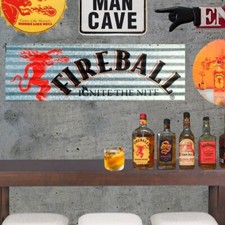 New Fireball Whisky Corrugated Aluminium Metal Sign - Ignite The Nite - Whiskey. picture