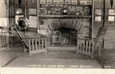 Interior Living Room Camp Becket MA Massachusetts Fireplace Victrola RPPC COPY picture