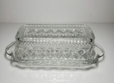Anchor Hocking Wexford Covered Butter Dish Pressed Glass Clear Vintage picture