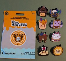 Disney Parks Munchlings Series 4 Mystery Bags 8 Pin Set Mickey Marie Chip Stitch picture