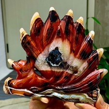300G Natural red agate hand carving nine-tailed fox quartz crystal healing picture