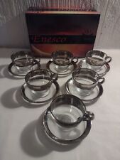 Rare Set ~6 ~Turkish Teacups & Saucers~ Etched Silver ~Enesco  picture