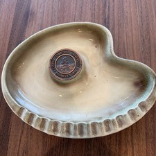 Mid Century Hyde Park Green and Brown Ceramic Ashtray - Stanford University picture