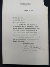 1930s Letter Signed by Louis Howe, Secretary to FDR - Denying Autograph Request picture