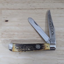 SCHRADE + MADE IN USA FAT STAG PREMIUM TRAPPER KNIFE NKCA 1982 1/10000 NEW/NO BO picture