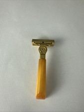 Vintage Schick Injector Safety Razor With Butterscotch Bakelite Handle picture