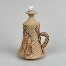 Don McWhorter Studio Pottery Oil Lamp Signed Handmade Stoneware Vessel Art picture