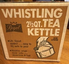 Vintage Regal Ware Aluminum Whistling Tea Kettle. New Unopened Box. Almond Color picture