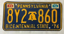 Pennsylvania License Plate - 1976, Bicentennial, ‘75 ‘76, Liberty Bell, 8Y2-860 picture
