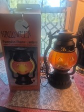 Vintage pumpkin flame lantern In original box Tested Works picture