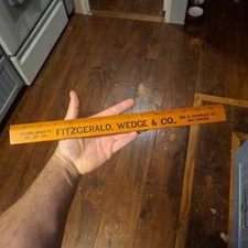Vintage Early FITZGERALD WEDGE & CO Baltimore MD Groceries 15 inch Wood ruler picture