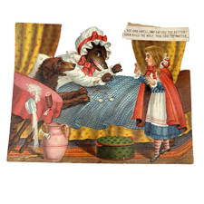 Little Red Riding Hood Picture Card Die Cut Fairytale Antique Signed 1890s Paper picture