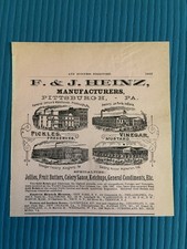 1882-1884 F & J Heinz Factory Advertisement Pickles Ketchup Vinegar Pittsburgh picture