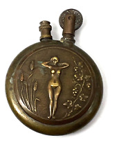 Antique Trench Art Erotic Naked Woman WW I Lighter Round picture