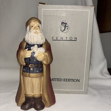 1998 FENTON PATRIOTIC SANTA/ ART GLASS/HAND PAINTED,SIGNED & NUMBERED/ORG BOX picture