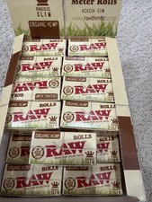 12 Boxes Raw Classic King Size Natural Unrefined 5 Meter Rolls Rolling Papers picture