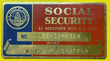 VINTAGE SOCIAL SECURITY CARDS (2)  -  BRASS - WITH CASE picture