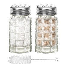2 Pcs 1.5 Oz Glass Retro Salt and Pepper Shakers Set for Kitchen Restaurant picture