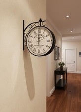 12'' Vintage Double Sided Station Clock For Home Decor - Victorian 1900s Clock picture