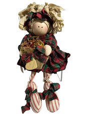 Vintage Karla's Kreations Curly Hair Block Doll Santa's Helper Rare Find picture