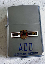 Zippo Flip-Top Lighter Silver Tone Jeep Willys Logo ACO Sociedad Anonima picture