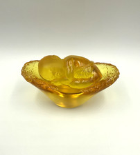 Liuli Gongfang GLASS AMBER/YELLOW SLEEPING BABY- Signed Liuli 2006 #858/200/2800 picture