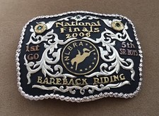 VTG RARE First Go Round 2006 NLBRA Boys Cowboy Rodeo Bareback Trophy Belt Buckle picture